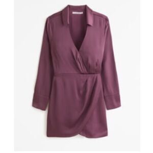 New Abercrombie Long-Sleeve Wrap Dress size small dark purple